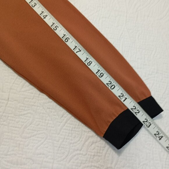Mine Blouse Rust Orange Button-Down Whit Black Trim & Gold Buttons Womens Sz M - Picture 8 of 10